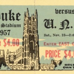 1957 North Carolina vs. Duke Blue Devils Football Ticket Art